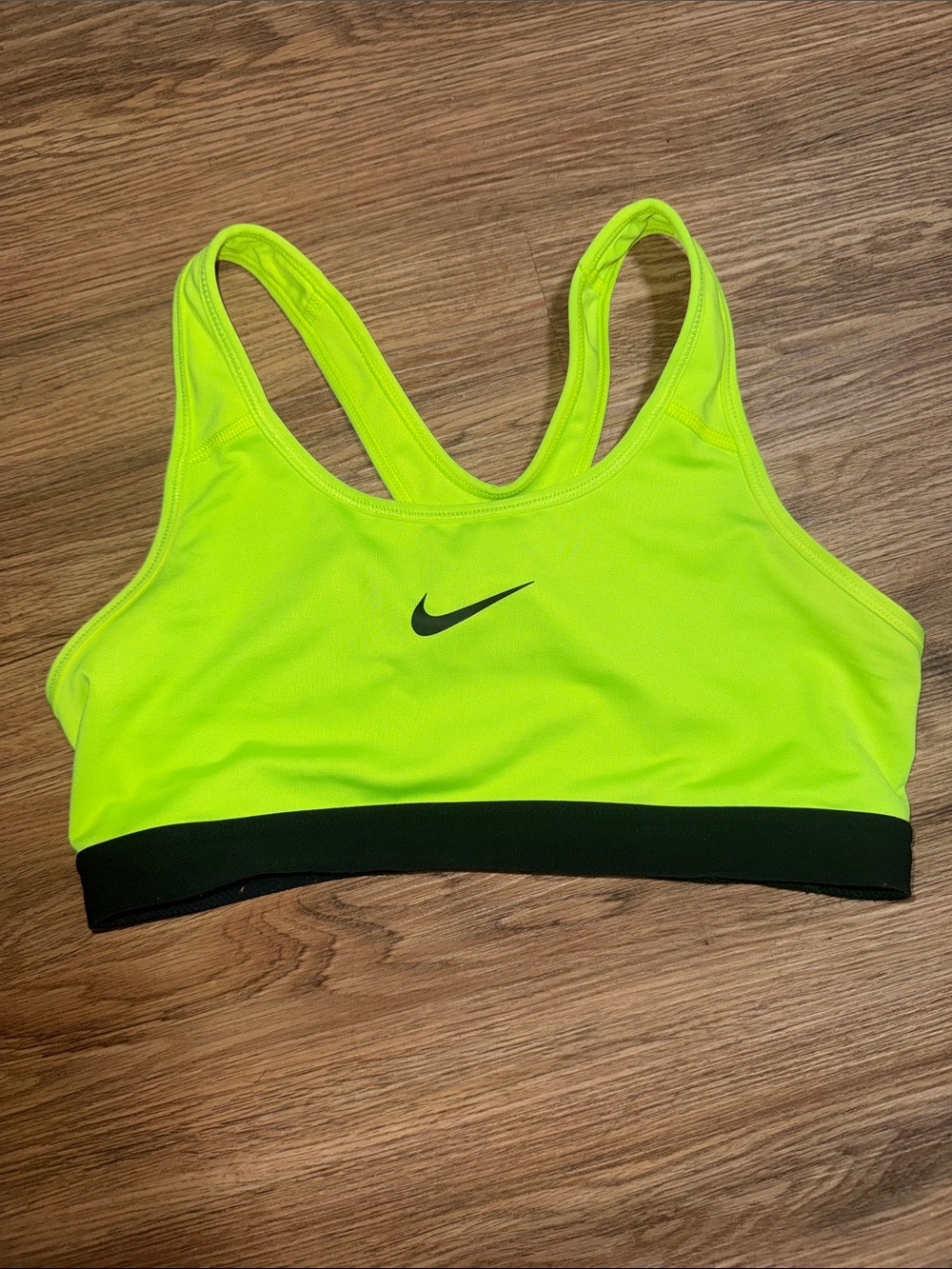 Nike Women's Neon green  DRI -FIT Sports Bra with Black Band M